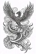 phoenix rising from flames tattoo design idea