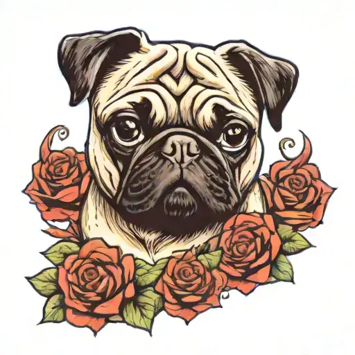 pug dog tattoo design idea