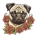 pug dog tattoo design idea