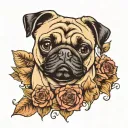 pug dog tattoo design idea