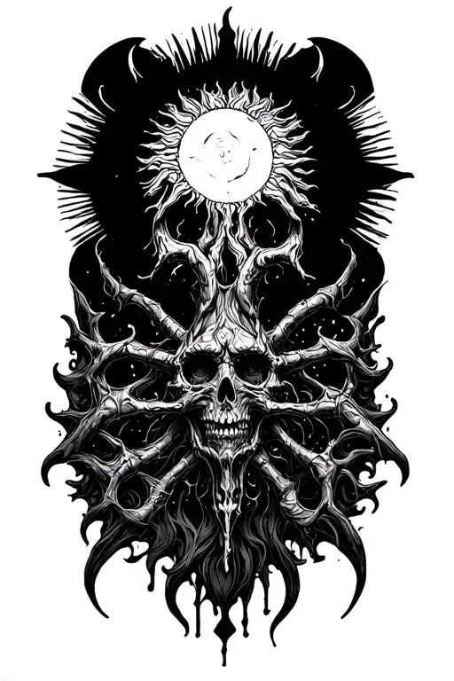 satanic sun tattoo design idea