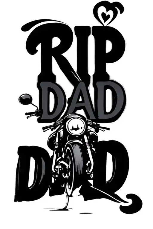 "RIP DAD" motorcycel memorial tattoo design idea