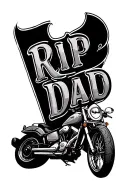 "RIP DAD" motorcycel memorial tattoo design idea
