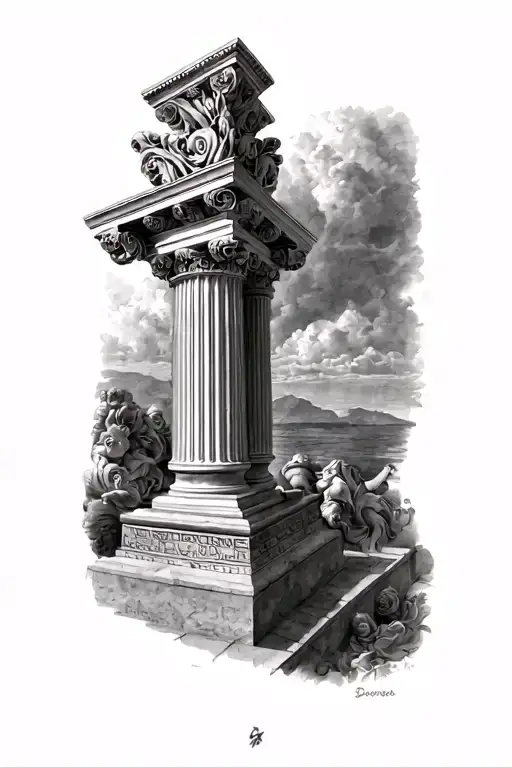 Greek column tattoo design idea