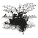Shrimp boat in harbor tattoo design idea