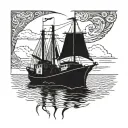 Shrimp boat in harbor tattoo design idea