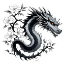 dragon with cherry blossoms wrapped tattoo design idea