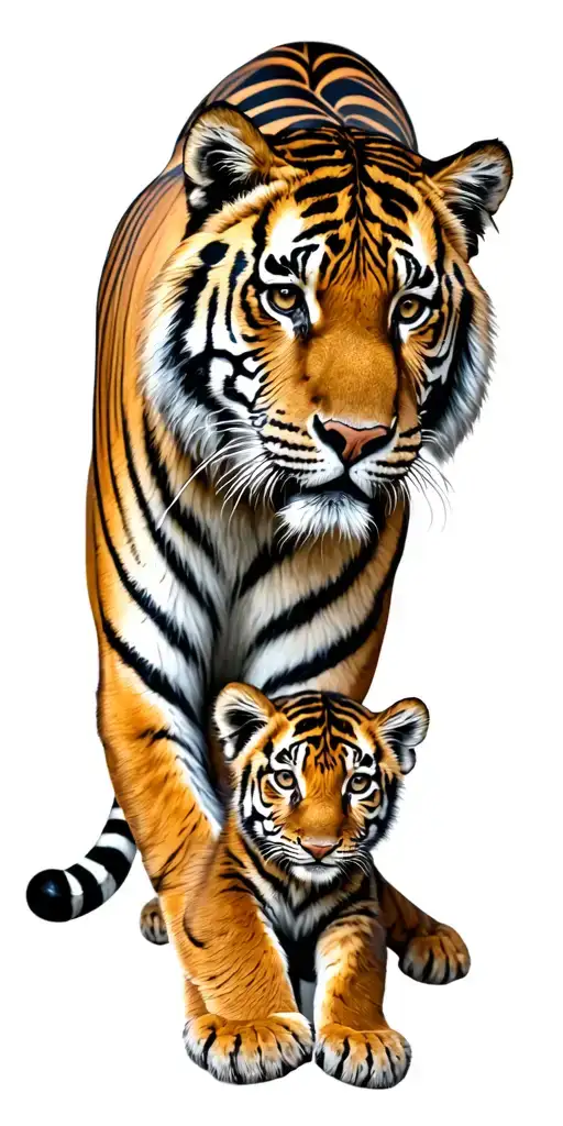 tiger with 2 cubs tattoo design idea