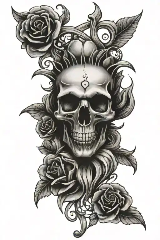 memento mori love fate sacred heart tattoo design idea