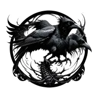 raven, abstract, spine tattoo tattoo design idea
