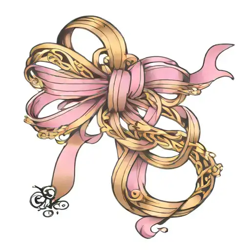 pink and gold ribbon intertwined tattoo design idea