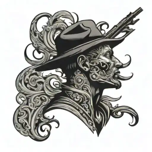 Humble hustler silhouette surrounded tattoo design idea