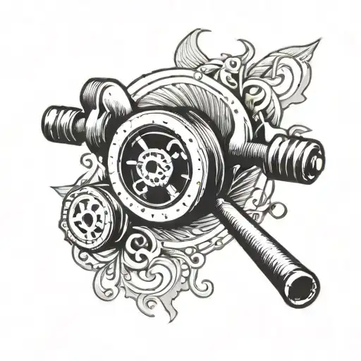a barbell with a pulse line as the bar  tattoo design idea