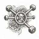 a barbell with a pulse line as the bar  tattoo design idea
