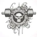 a barbell with a pulse line as the bar  tattoo design idea
