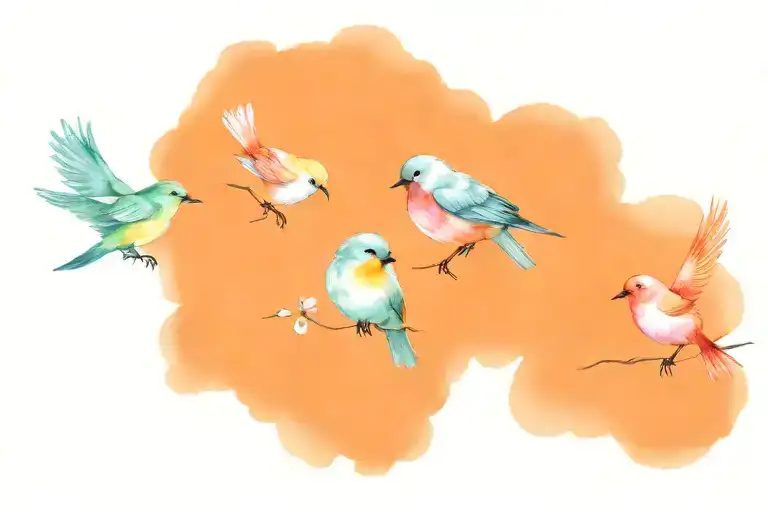 Three birds pen pals tattoo design idea