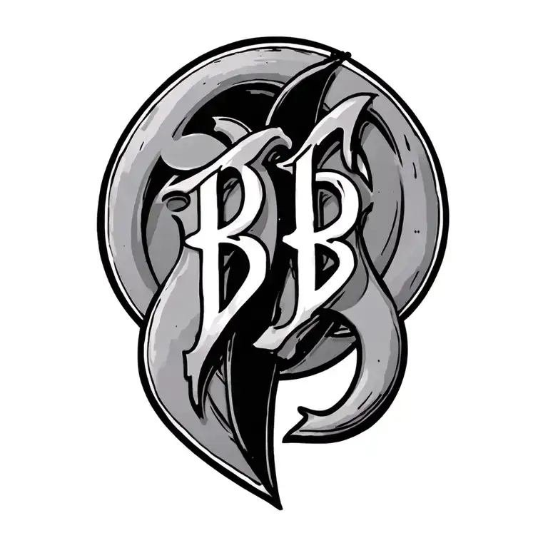 initials BB hanging from each other tattoo design idea