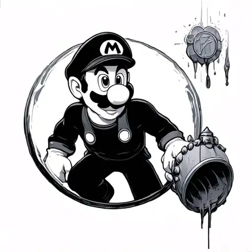 Luigi trapped inside painting tattoo design idea