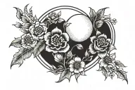 Two stripes with flowers and moon tattoo design idea