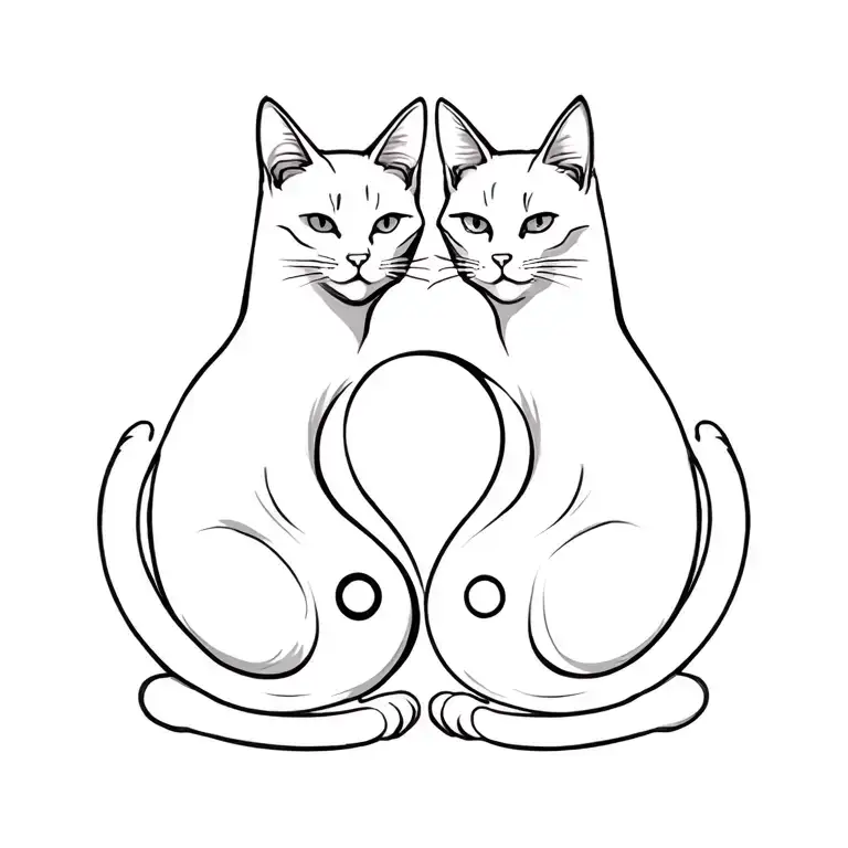 white and black, two cats, yin and yang tattoo design idea