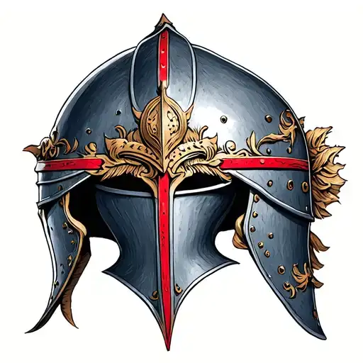 english knight helmet tattoo design idea
