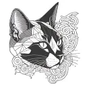 cat head outline tattoo design idea