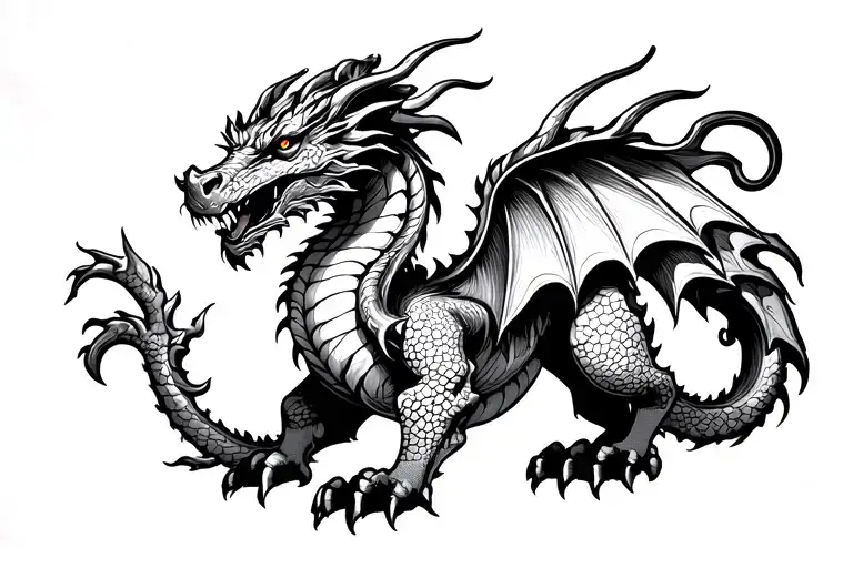 English dragon taurus tattoo design idea