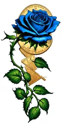 A line cutting right through a flipping coin inspired by Kaiser's Blue rose tattoo tattoo design idea