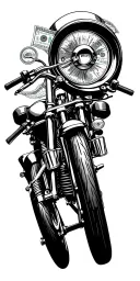 Harley Davidson logo, Harley Davidson motorbike, building tools, money tattoo design idea