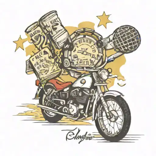 softball, bike, book, microphone intertwined with quote "can't never could until can showed him how". for my pops tattoo design idea