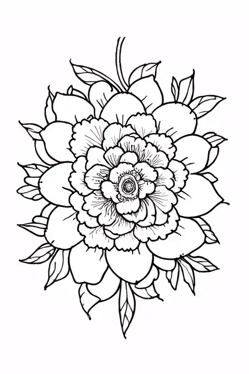 mandala with peony flowers and skulls tattoo design idea