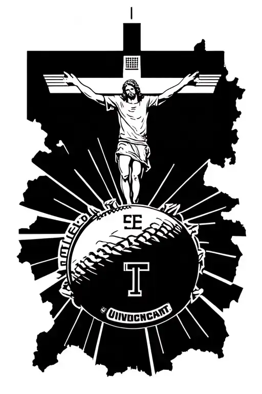 touchdown Jesus university of Cincinnati scope sun rays sleeve tattoo tattoo design idea