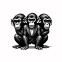 three wise monkey wearing suit tattoo design idea