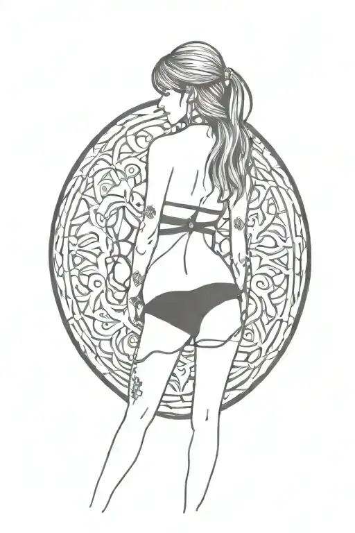 Goth girl in a thong with tattoos tattoo design idea