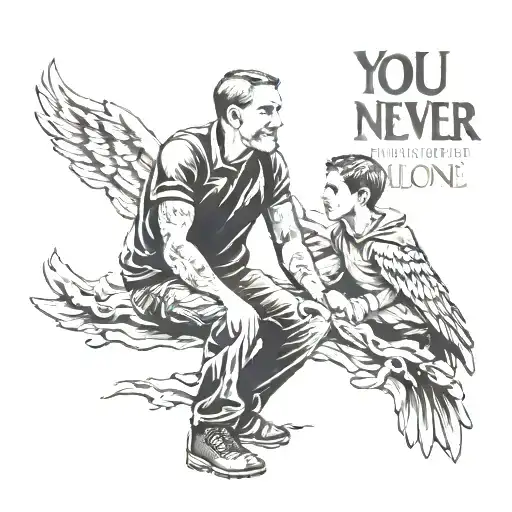 you'll never walk alone deceased father son tattoo design idea