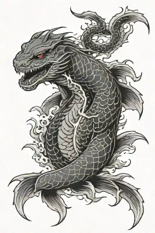 Leviathan killed by god tattoo design idea