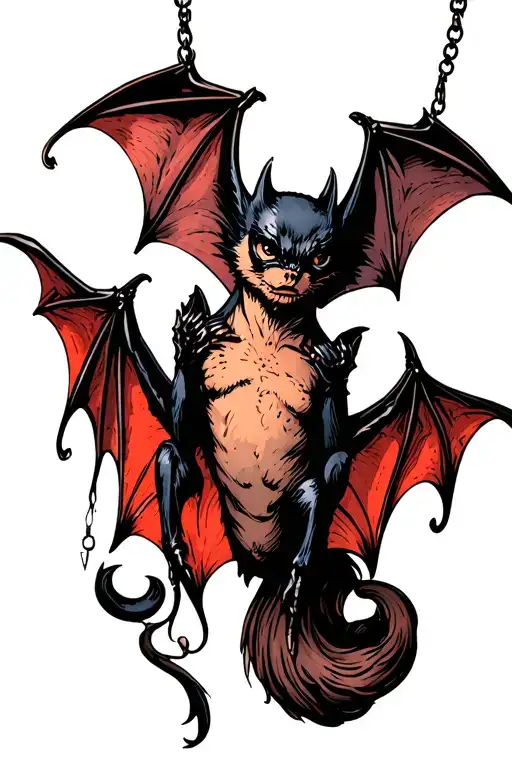 bat hanging tattoo design idea