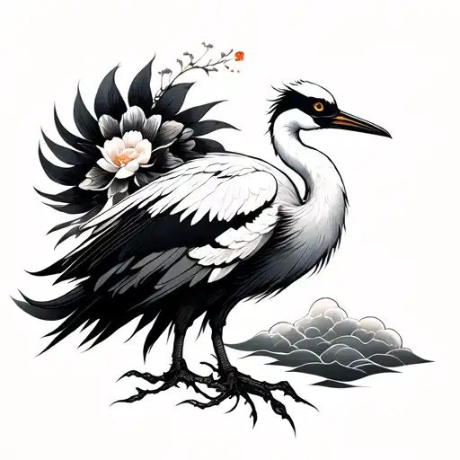 Crane Japanese tattoo design idea