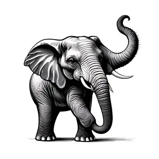 elephant trunk up tattoo design idea