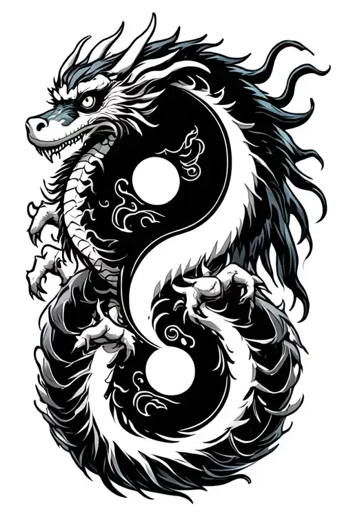 yin yang dragon and monkey tattoo design idea