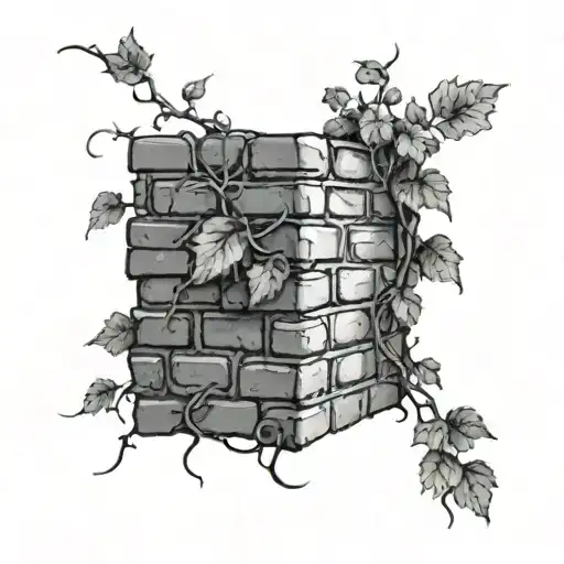 graffiti brick wall wrapped in vine tattoo design idea