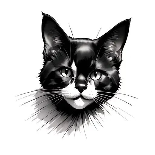 black cat clown cowboy tattoo design idea