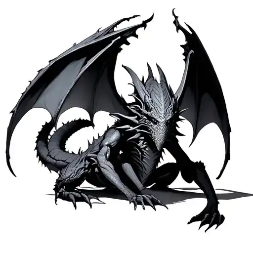 final fantasy bahamut crawling on back tattoo design idea