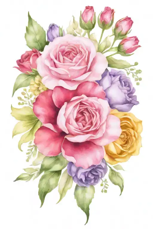 birth flower bouquet January February March May June August November tattoo design idea