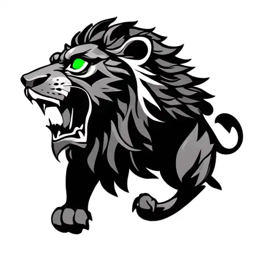 Maori lion roaring with green eyes  tattoo design idea