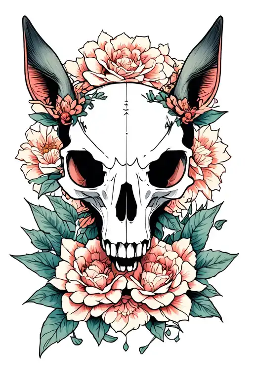 Animal skull surrounded tattoo design idea
