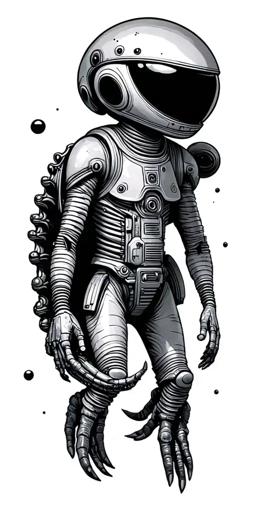 ancient aliens in space surrounded tattoo design idea