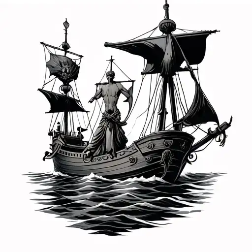 Odysseus tied to mast tattoo design idea