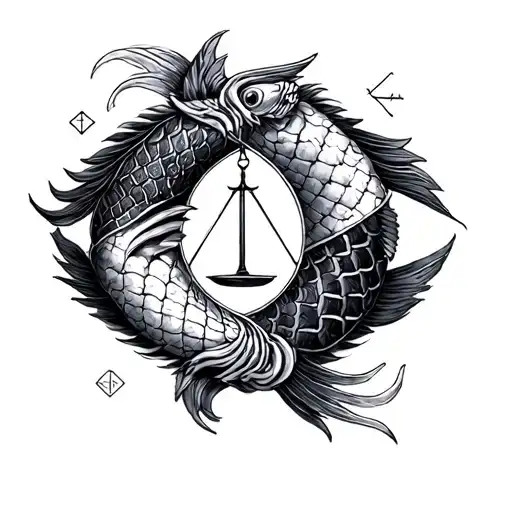 Zodiac signs Libra Pisces and Cancer in one tattoo tattoo design idea