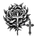 Rosary with cross wrapped tattoo design idea